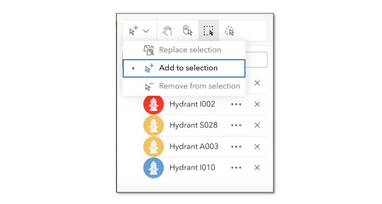 Tools for managing the selection in Map Viewer.