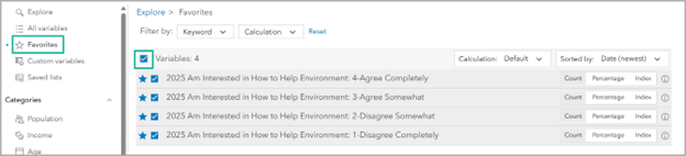 Select all of your favorite variables in one click.
