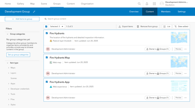 Find and select app and its related items