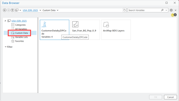 Custom Data node in BA Pro data browser