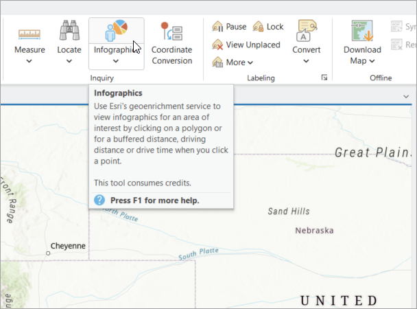 Running infographics from the Map ribbon