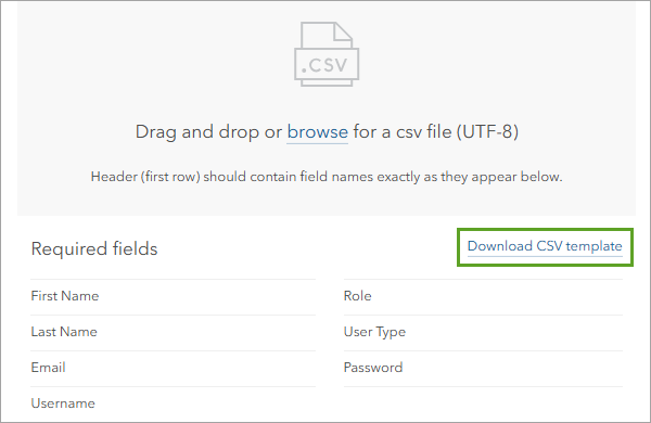 Download CSV template button
