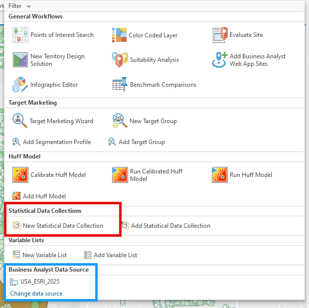 Business Analysis menu