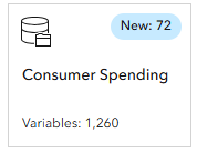 New Consumer Spending variables in the data browser.