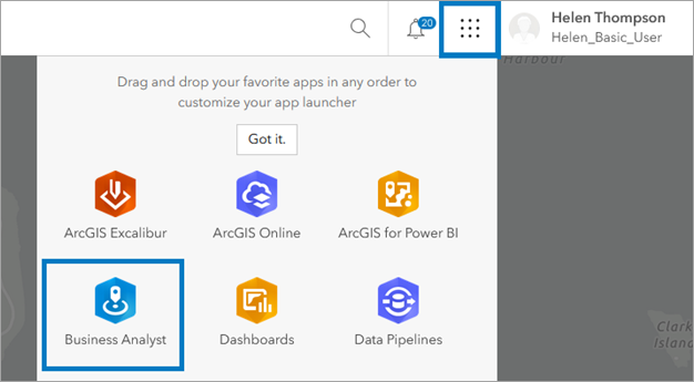 App launcher showing Business Analyst