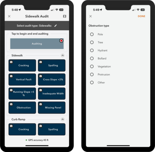 Sidewalk Audit ArcGIS Quick Capture project.