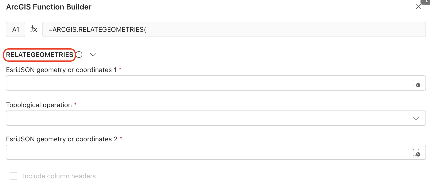 Relate geometries outlined in red