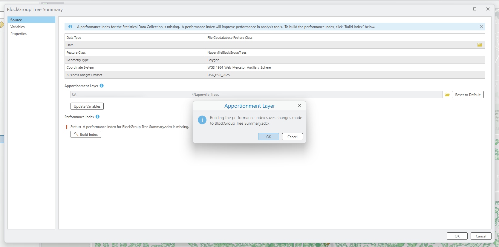 Building a performance index