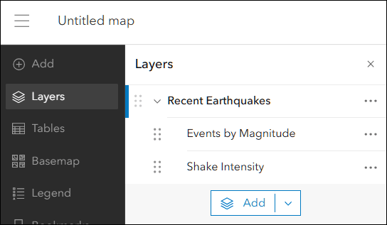 Recent Earthquakes group layer