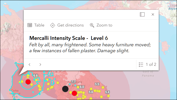Shake Intensity layer pop-up