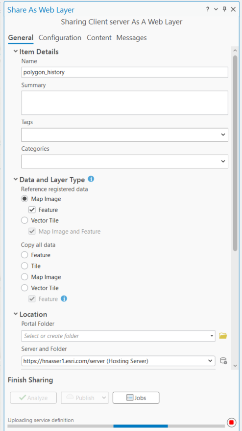 Publish the Polygonclass archive layer