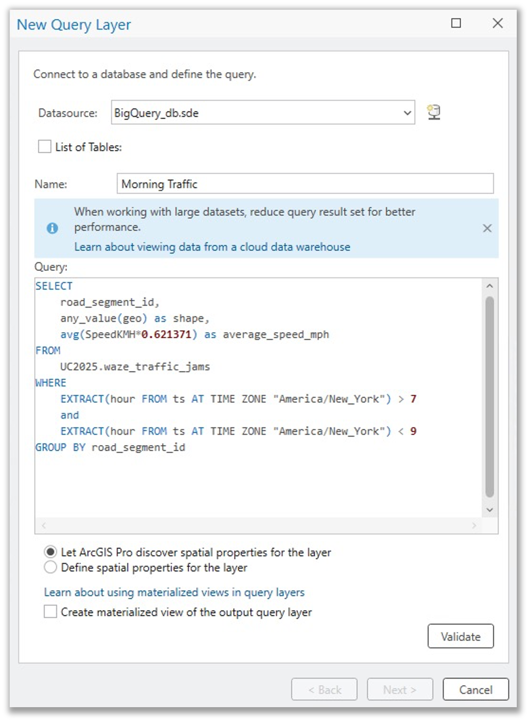 New query layer tool in ArcGIS Pro.
