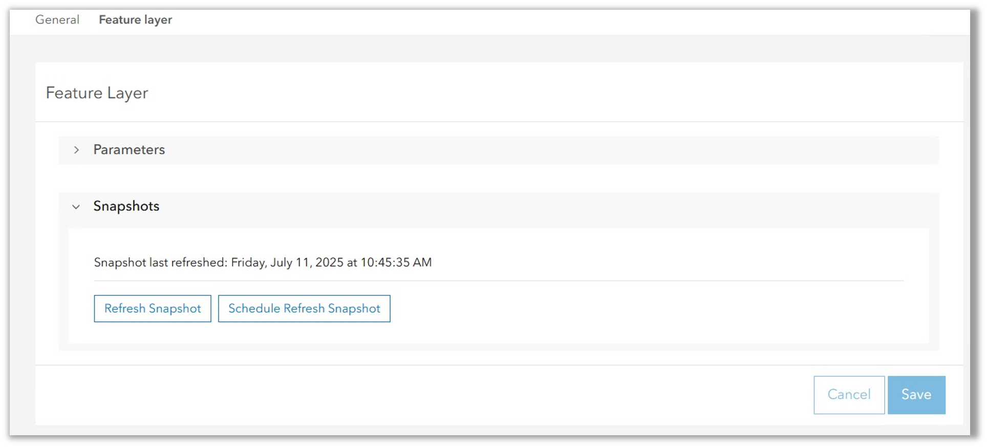 Refresh Snapshot ArcGIS Enterprise