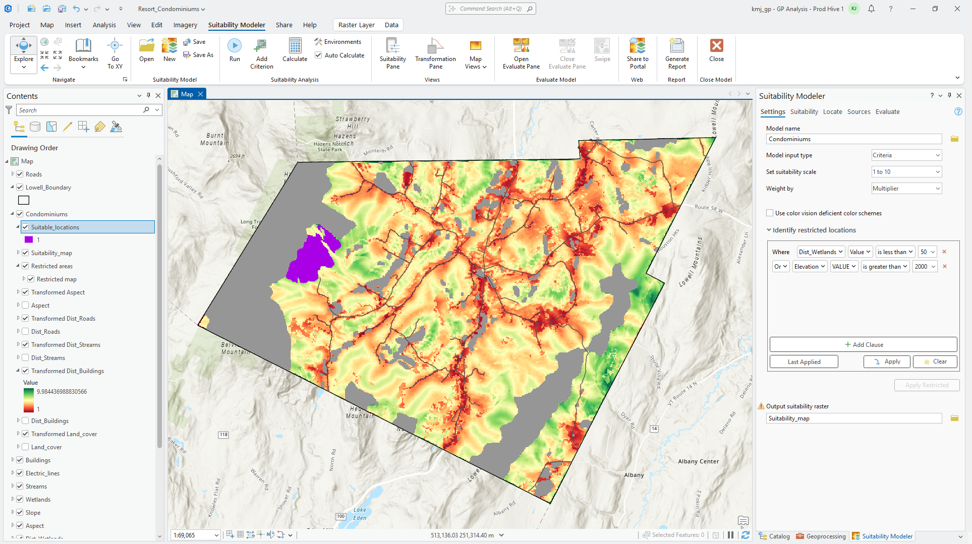 Proposed location for the condominiums with 2,000 foot restriction