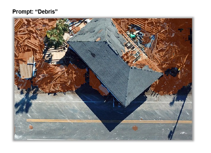 Prompt Based Segmentation model being used to segment debris after a hurricane