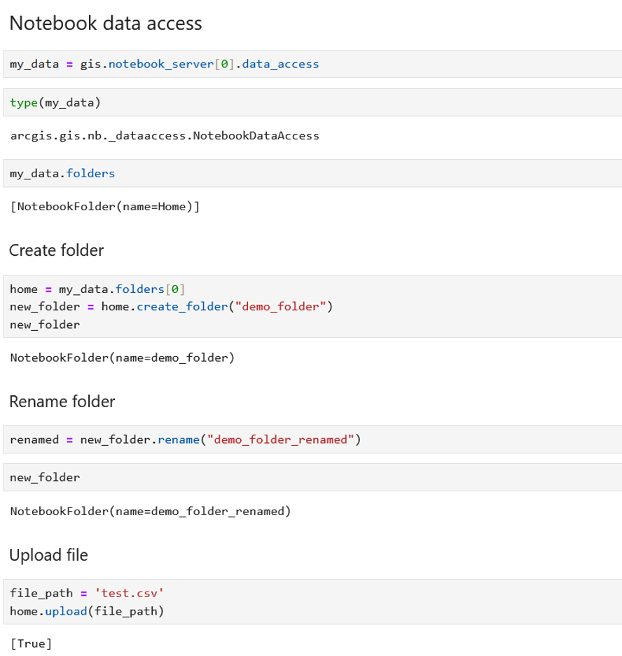 Screenshot of Notebook data access