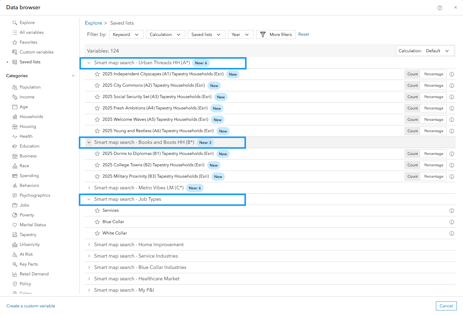 Saved lists are curated into different collections based on workflow type