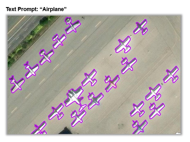 Text SAM model being used to segment airplanes