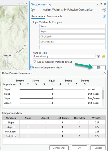The Define Pairwise Comparison window