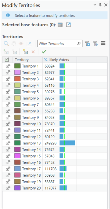 Modify Territories pane