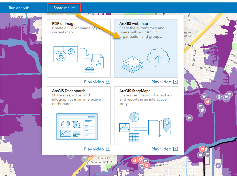 Share results to ArcGIS web map.