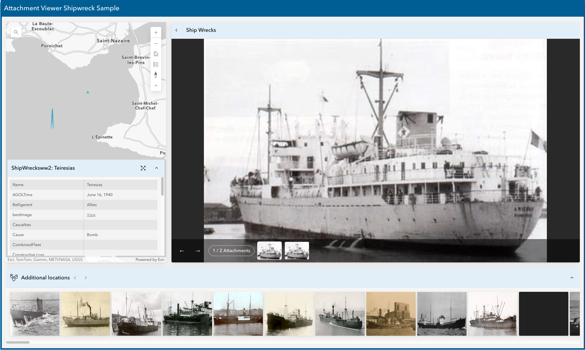 Feature open in the attachment focused layout; the filmstrip gallery is open