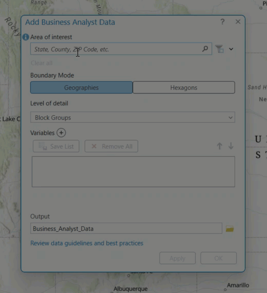 Area of interest search