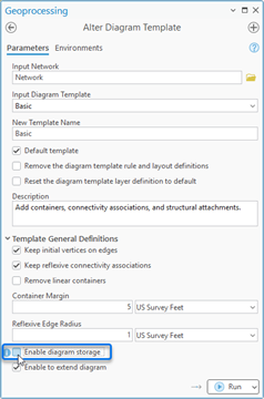 Alter Diagram Template tool - Unchecking the 'Enable diagram storage' option