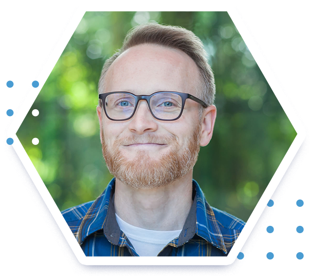 A close up of John Nelson with Esri's Living Atlas team