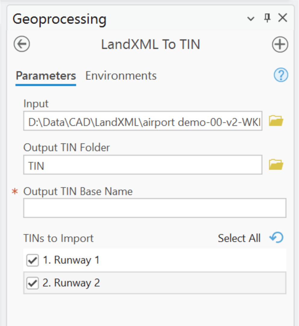 Use ArcGIS Pro to convert LandXML to Tin