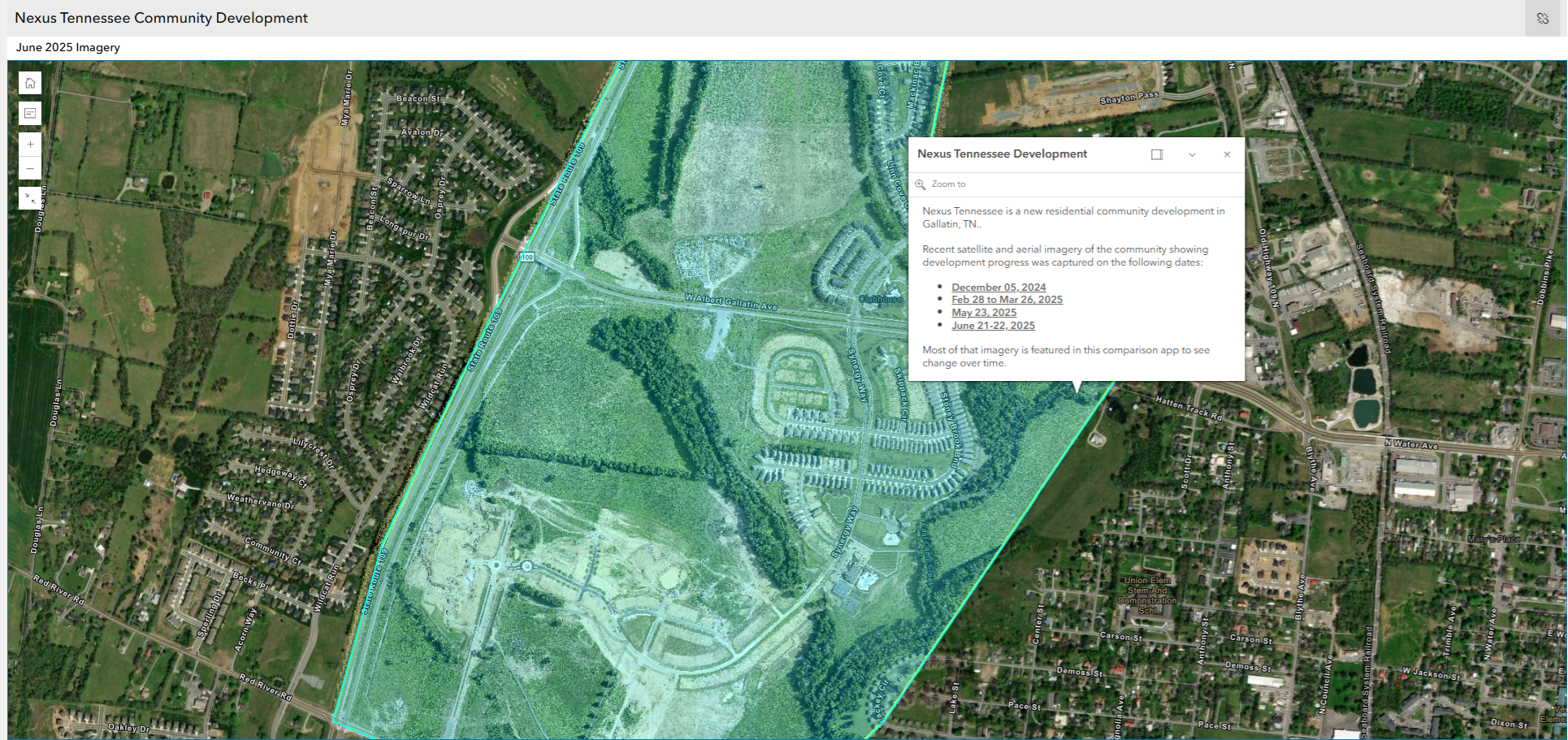 View one of the acquired aerial images and its pop-up from the app.