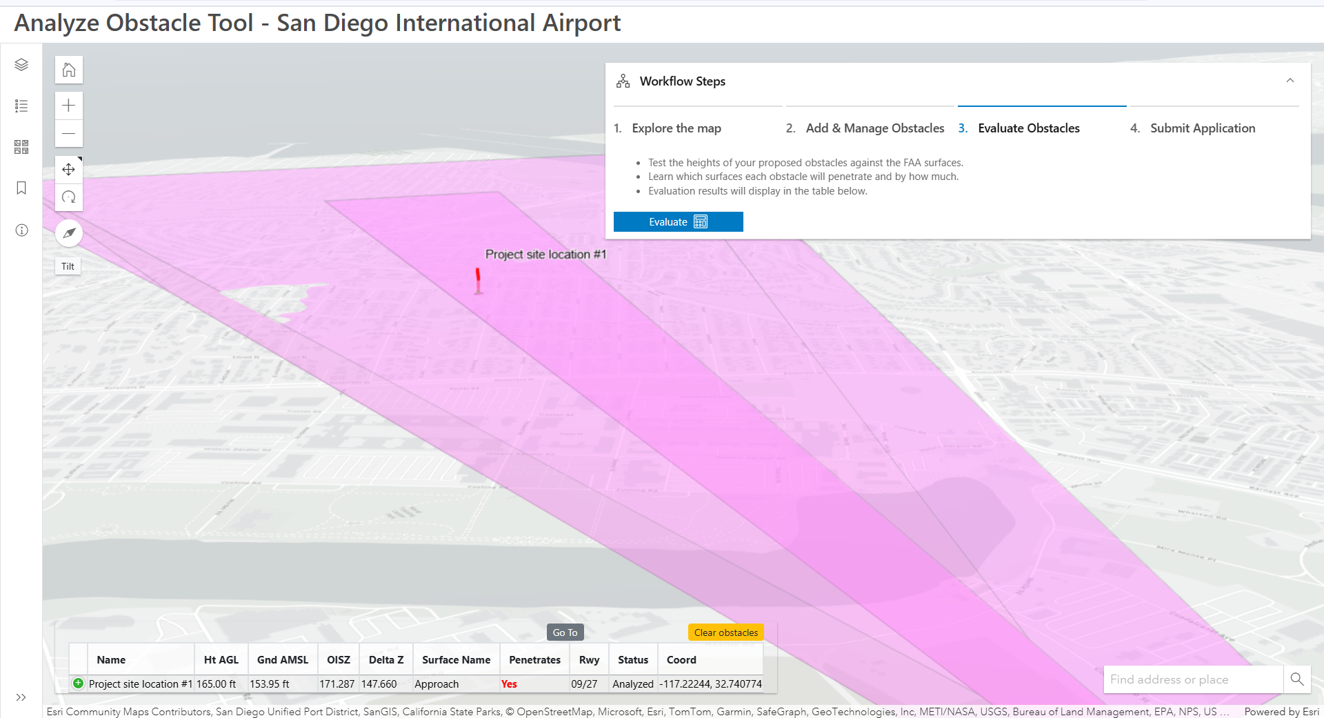 Web-based ArcGIS Obstacle Assessment