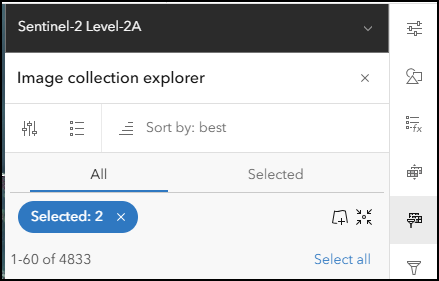 Selection in Image Collection Explorer