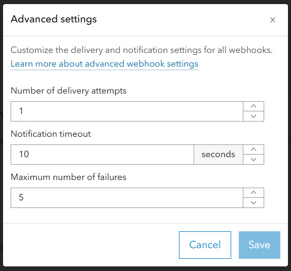 Advanced settings for organization webhooks