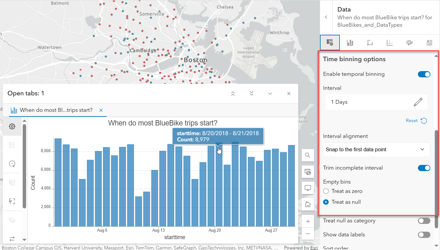 Bar charts temporal binning