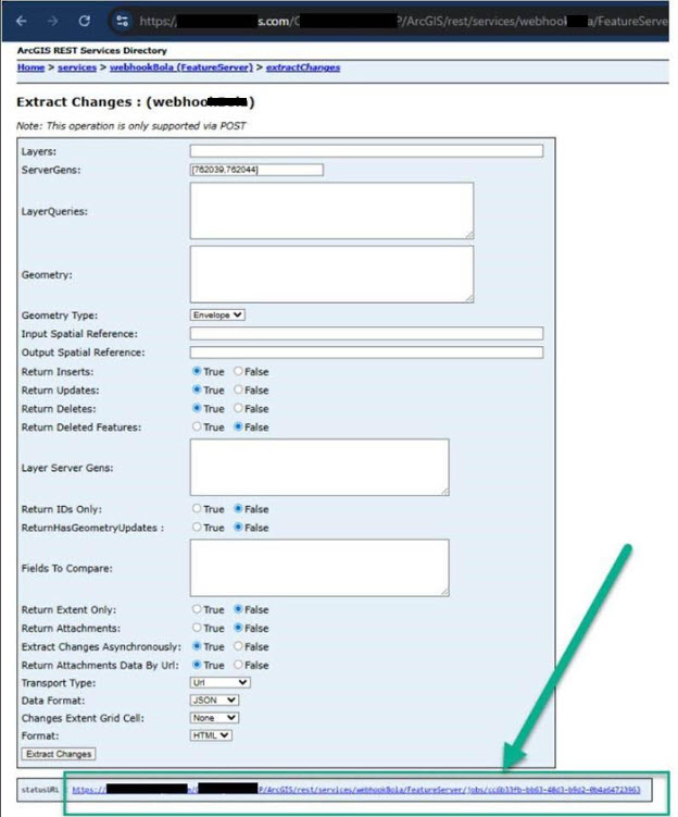 extractChanges endpoint