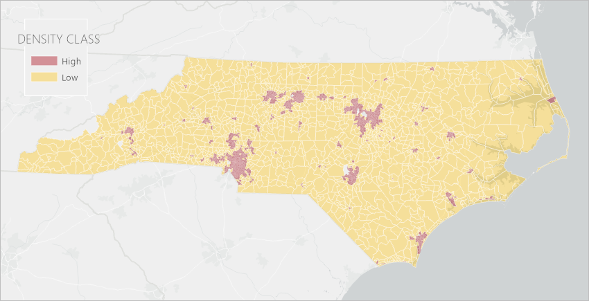 Low- vs high-density census tracts
