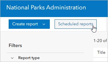Reports tab with Scheduled reports button highlighted