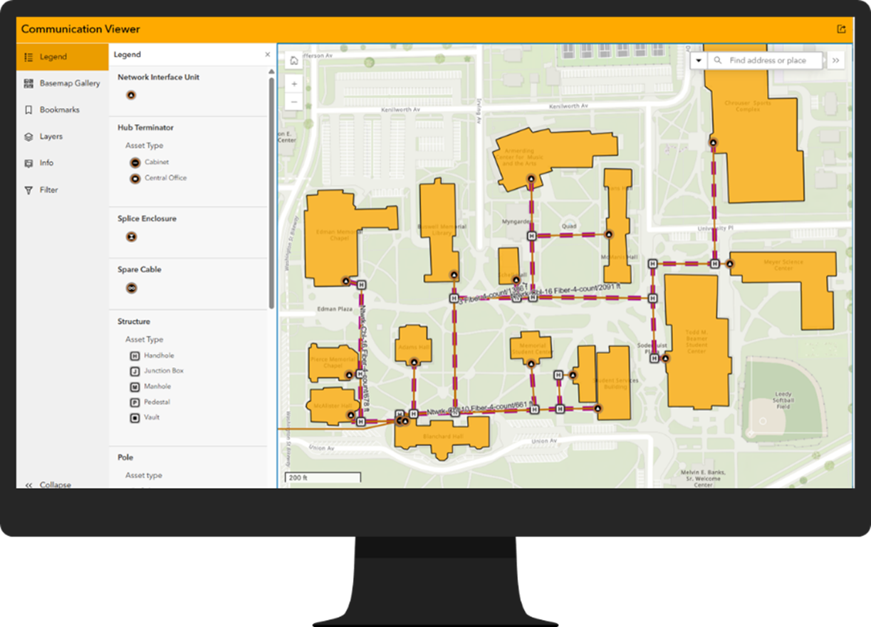 The Communication Viewer app helps office users view telecommunication assets.