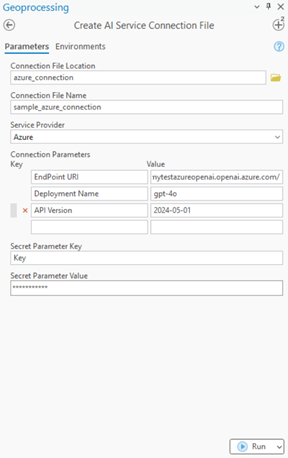 Create AI Service Connection tool