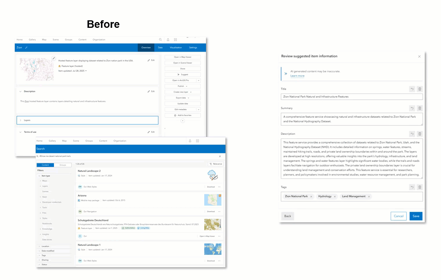Searching for item before and after metadata.
