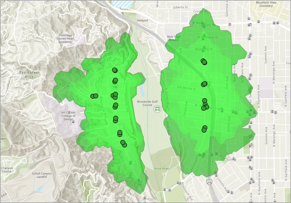 10 minute walk time around stops near stadium.`
