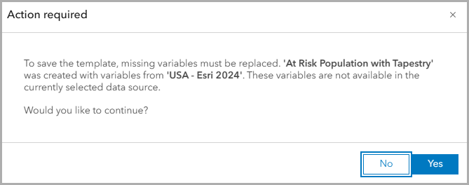 Warning message that some variables are missing in the custom infographic