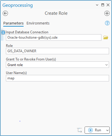 The Create Role geoprocessing tool