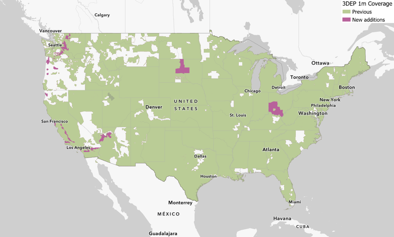 USGS 3DEP 1m coverage as of December 2025