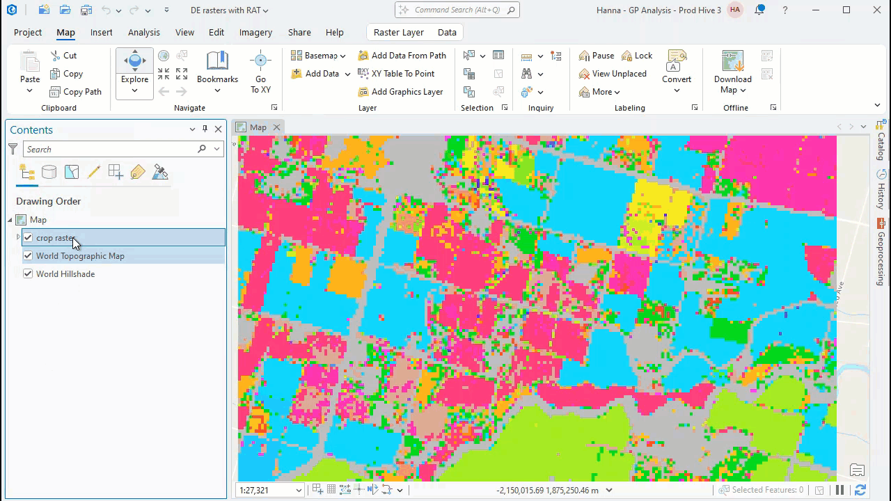 Open the Data Engineering View from a raster with a raster attribute table