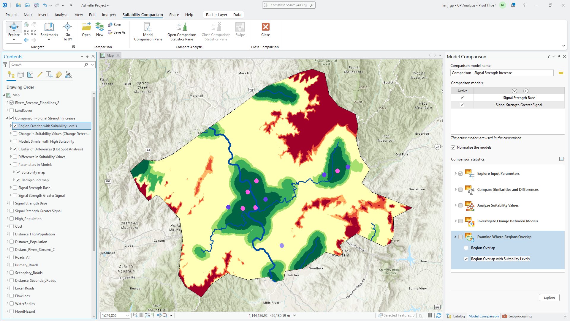 Map of the final locations