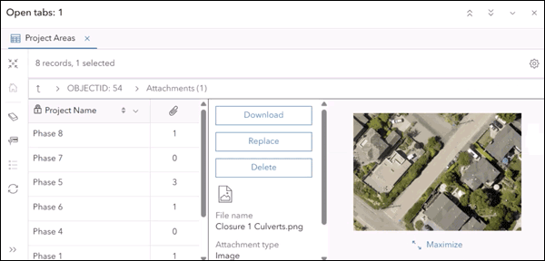 Attachments in table