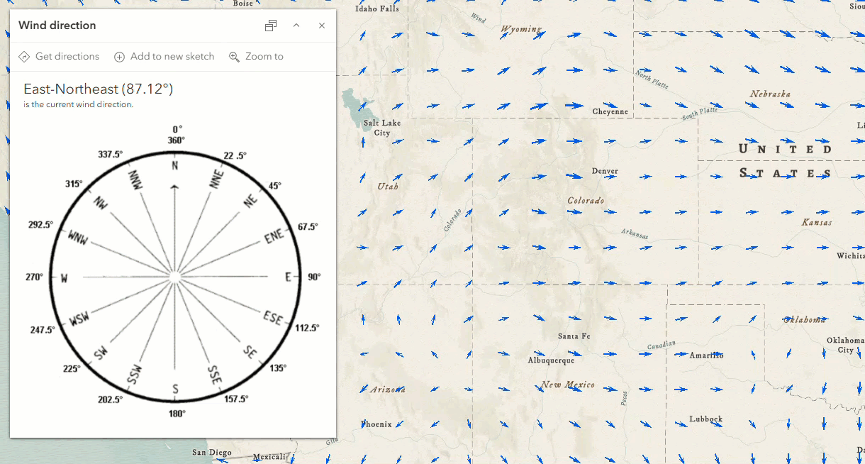 Popup updates to display forecasted wind direction in well known directions and degrees.