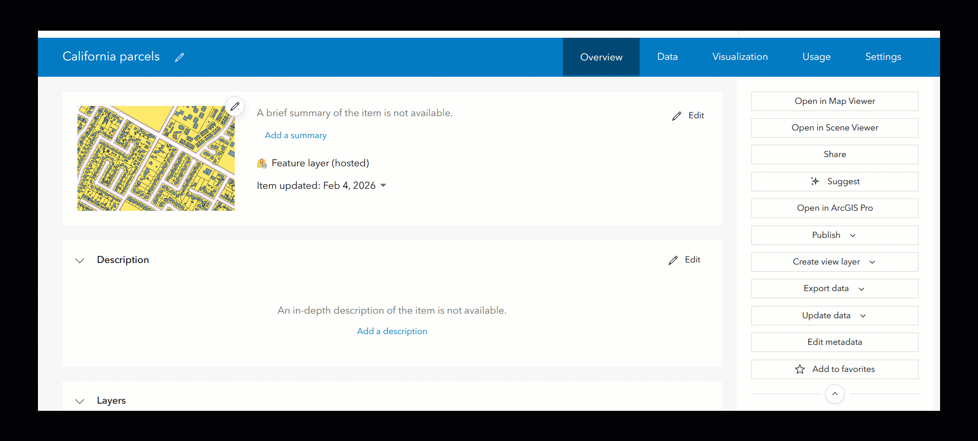 This GIF walks through updating a hosted feature layer using an existing feature service